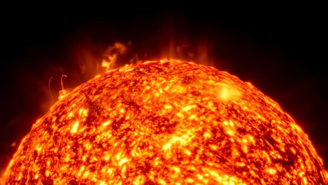 Oberfläche der Sonne mit Sonnenprominenzen