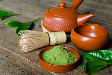 Organic Green Matcha Tea in a Bowl