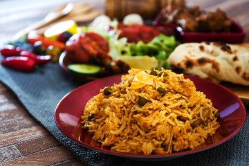 Tasty Indian food basmati rice on a plate