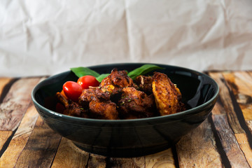 fried chicken wings on table