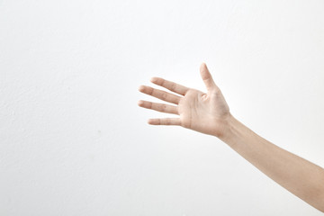 Female hand on white