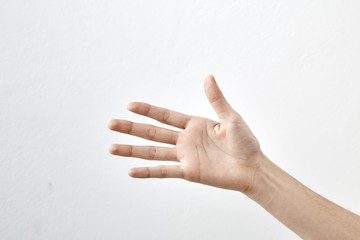 Female hand on white