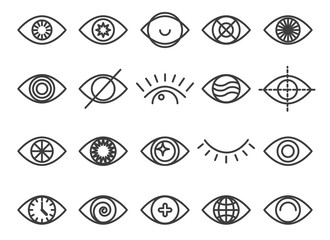 Eye icons. Human eye icon set, vector sight signs isolated on white background