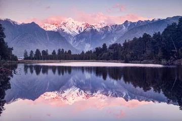 Foto auf Acrylglas Aoraki/Mount Cook Sonnenuntergang, Lake Matheson