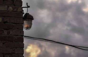Fototapeta na wymiar street lamp on a background of blue sky