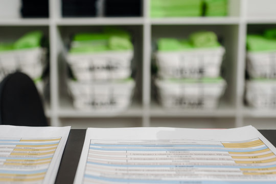 Schedule with list of personal training on reseption at fitness center