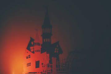 Halloween paper art, background in Halloween concept