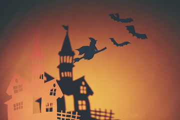 Halloween background concept, on yellow background