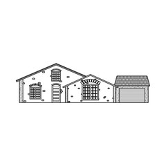 Vector illustration of building and front icon. Set of building and roof stock symbol for web.