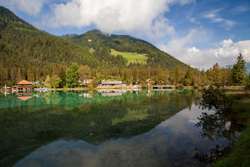 Fototapeta na wymiar Lake Dobbiaco, Dolomites - South Tyrol, Alto Adige, Bolzano, Italy 