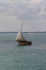 Naklejka premium Traditional Dhow Sailing near Zanzibar