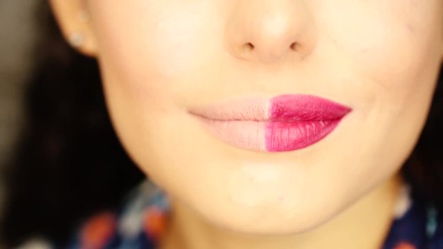 Creatively painted lips close-up