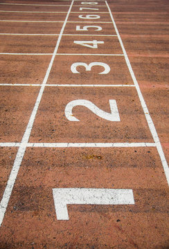 old running track with nuber in stadium