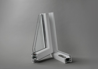 Sample of modern window profile on grey background