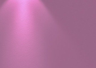 3d rendering. empty dark pink cement wall background with light from lamp.