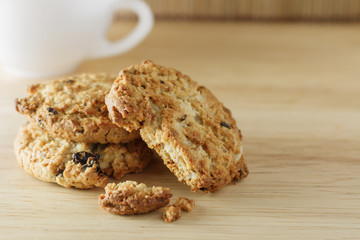 Cereal grain cookie on wooden background