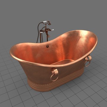 Empty copper bathtub