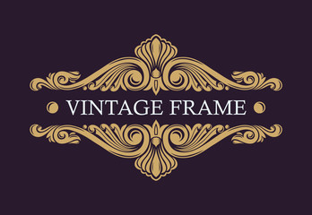 Decorative floral pattern. Vintage. Gold graceful frame. Monogram initials and exclusive calligraphic design elements. Vector business sign, identity for hotel, restaurant, jewelry, fashion.