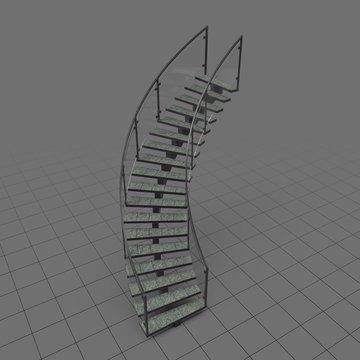 Curved industrial staircase