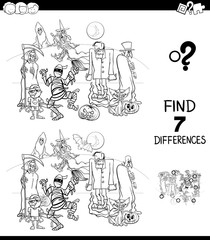 differences game with funny characters color book