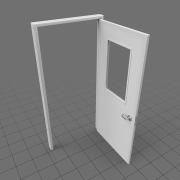 Wide open door with window