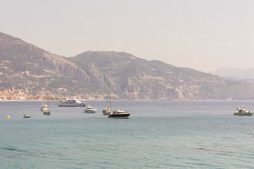 Panoramic view of the gulf of Menton and Cap Martin in a summer day