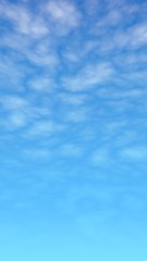 Cumulus white clouds in the clear blue sky in the morning. Blue sky background with white clouds. 3D illustration