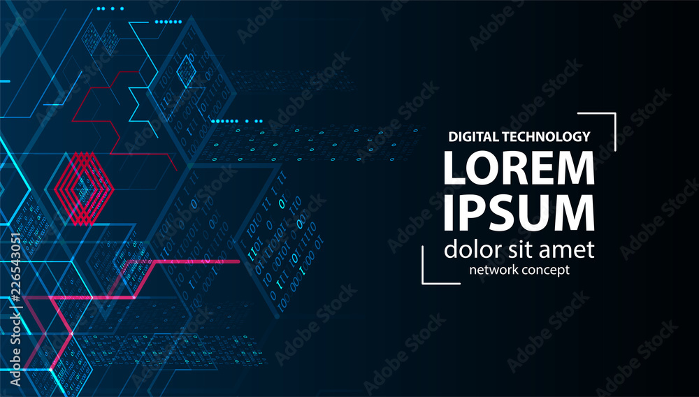 Fototapete Technology background. Binary computer code.  Vector illustration.