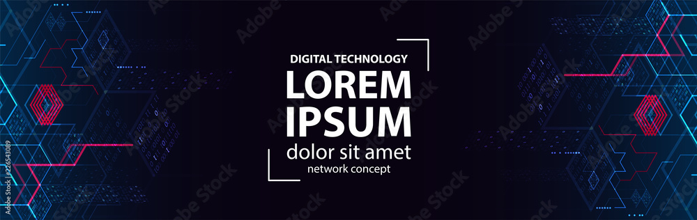 Fototapete technology background. binary computer code. vector illustration.