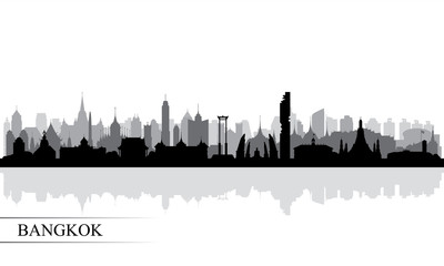 Bangkok city skyline silhouette background - obrazy, fototapety, plakaty