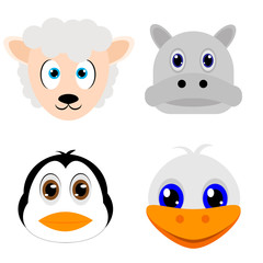 Cartoon cute animal head icon. vector illustration