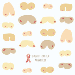 Breast cancer awareness background. Simpe flat illustrated template