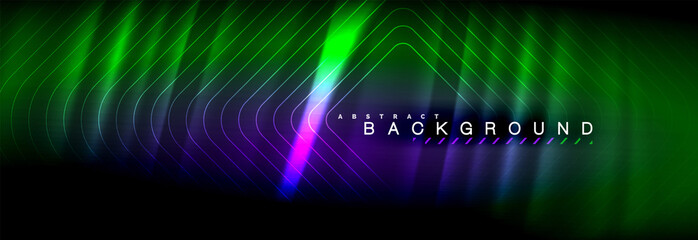 Neon glowing fluid wave lines, magic energy space light concept, abstract background wallpaper design