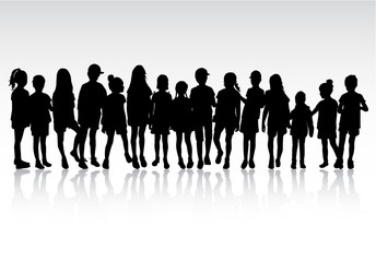 Dancing children silhouettes.