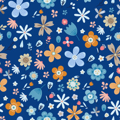 Amazing floral vector seamless pattern of flowers