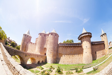 Bridge leading to chateau Comtal at Carcassonne