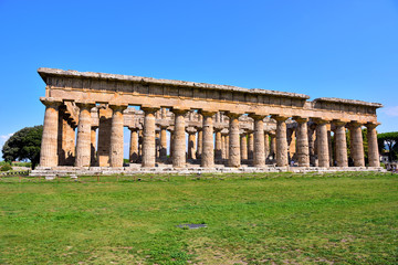 Temple of Neptune in the Archaeological Park of Paestum Italy