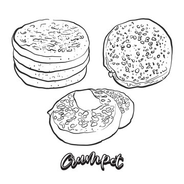 Hand drawn sketch of Crumpet bread