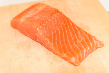  Salmon on a cutting board