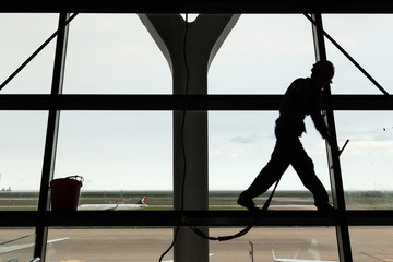 Glass cleaning cleaning by spiderman © oasizz