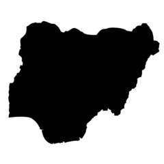 Black map country of Nigeria