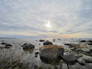 Fototapeta na wymiar Morning sky over Gulf of Bothnia