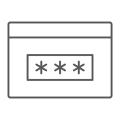 Password thin line icon, security and access, browser sign, vector graphics, a linear pattern on a white background.