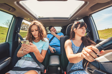 boring people in car. long road trip