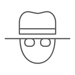 Spy thin line icon, private and detective, agent sign, vector graphics, a linear pattern on a white background.