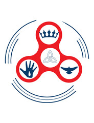Vector illustration for christian community: Holy Trinity fidget spinner. Sun, Father and Holy Spirit God symbols.
