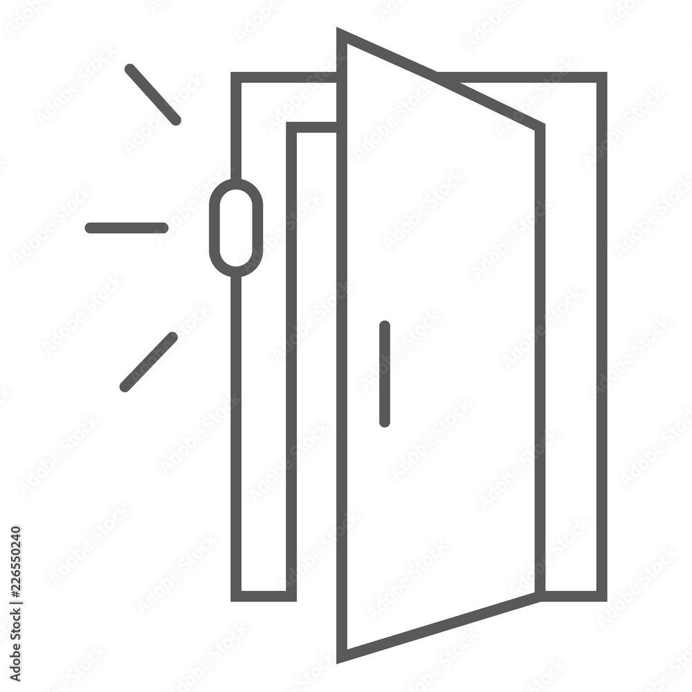Aufkleber door sensor thin line icon, access and security, automatic door sign, vector graphics, a linear patt
