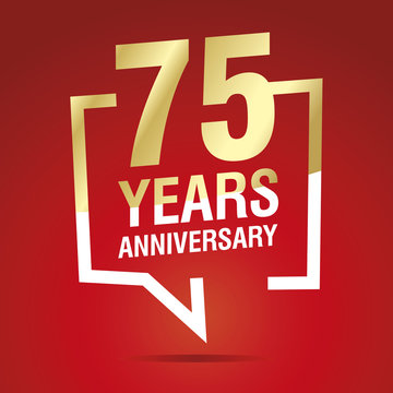 75 Years Anniversary celebrating gold white red logo icon