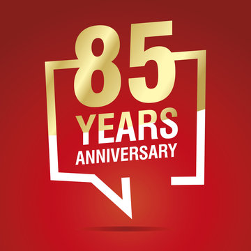 85 Years Anniversary celebrating gold white red logo icon