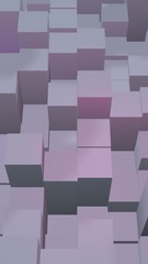 Abstract pink gray elegant cube geometric background. Chaotically advanced rectangular bars. 3D Rendering, 3D illustration